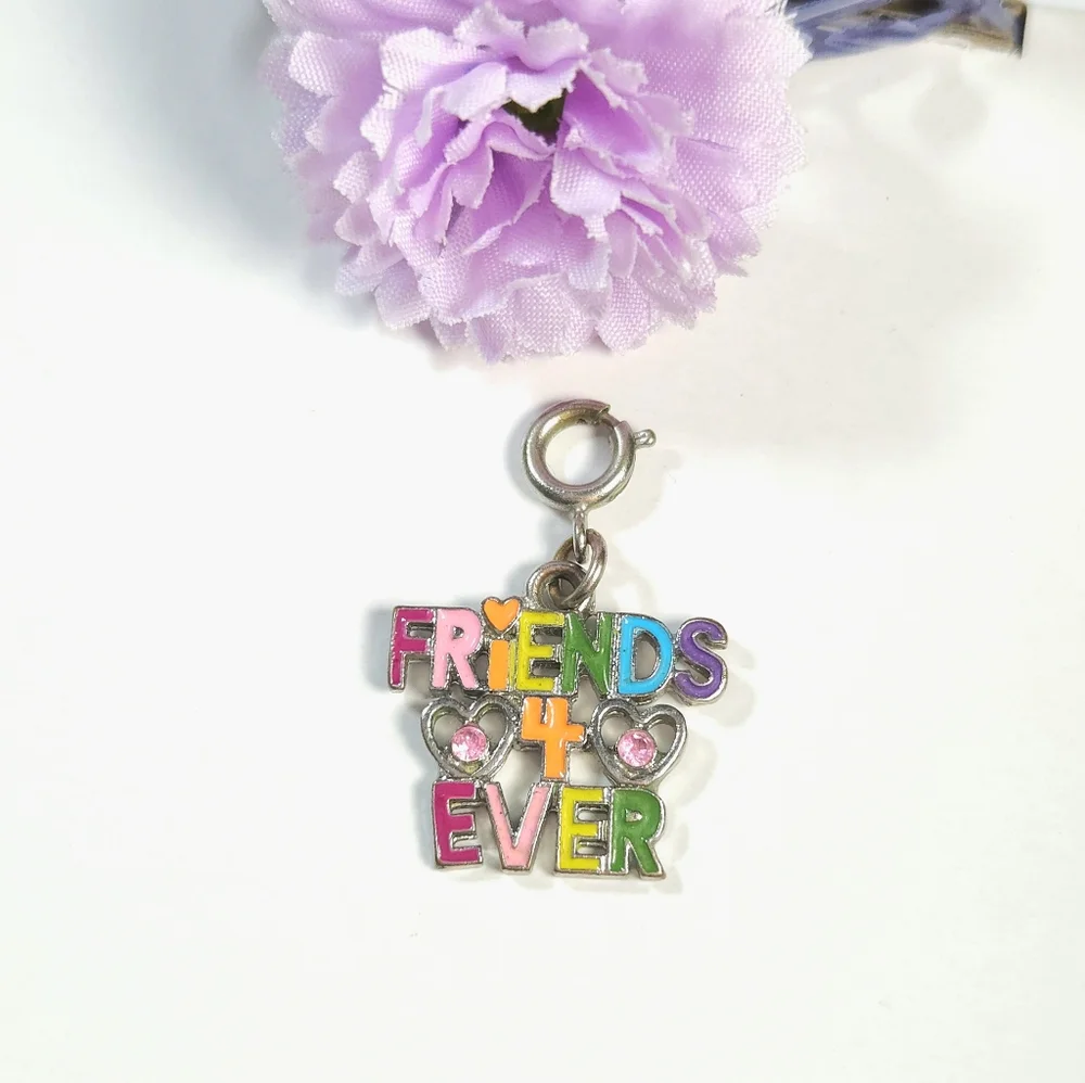 Vintage Rainbow Colors Friends 4 Ever Crystal Pendant Charm Jewelry Making - Picture 2 of 8